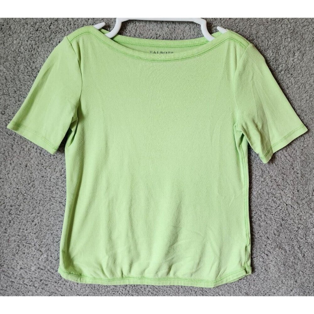 Talbots Women's Short Sleeve Boat Neck Stretch The Weekend Tee Top‎ Green Size P
